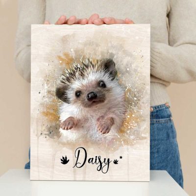 Personalized Hedgehog Portrait Canvas - Custom Name Hedgehog Wall Art, Watercolor Small Pet Painting Canvas Print, Hedgehog Lover Gift 17 Personalized Hedgehog Portrait Canvas - Custom Name Hedgehog Wall Art, Watercolor Small Pet Painting Canvas Print, Hedgehog Lover Gift