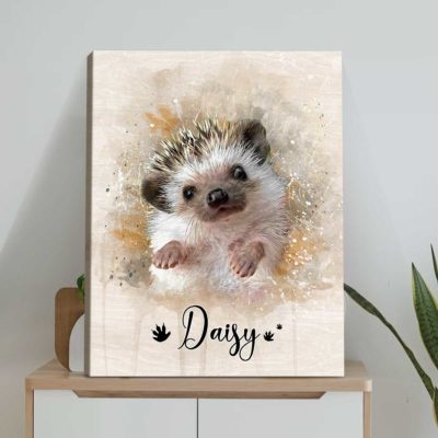 Personalized Hedgehog Portrait Canvas - Custom Name Hedgehog Wall Art, Watercolor Small Pet Painting Canvas Print, Hedgehog Lover Gift 18 Personalized Hedgehog Portrait Canvas - Custom Name Hedgehog Wall Art, Watercolor Small Pet Painting Canvas Print, Hedgehog Lover Gift