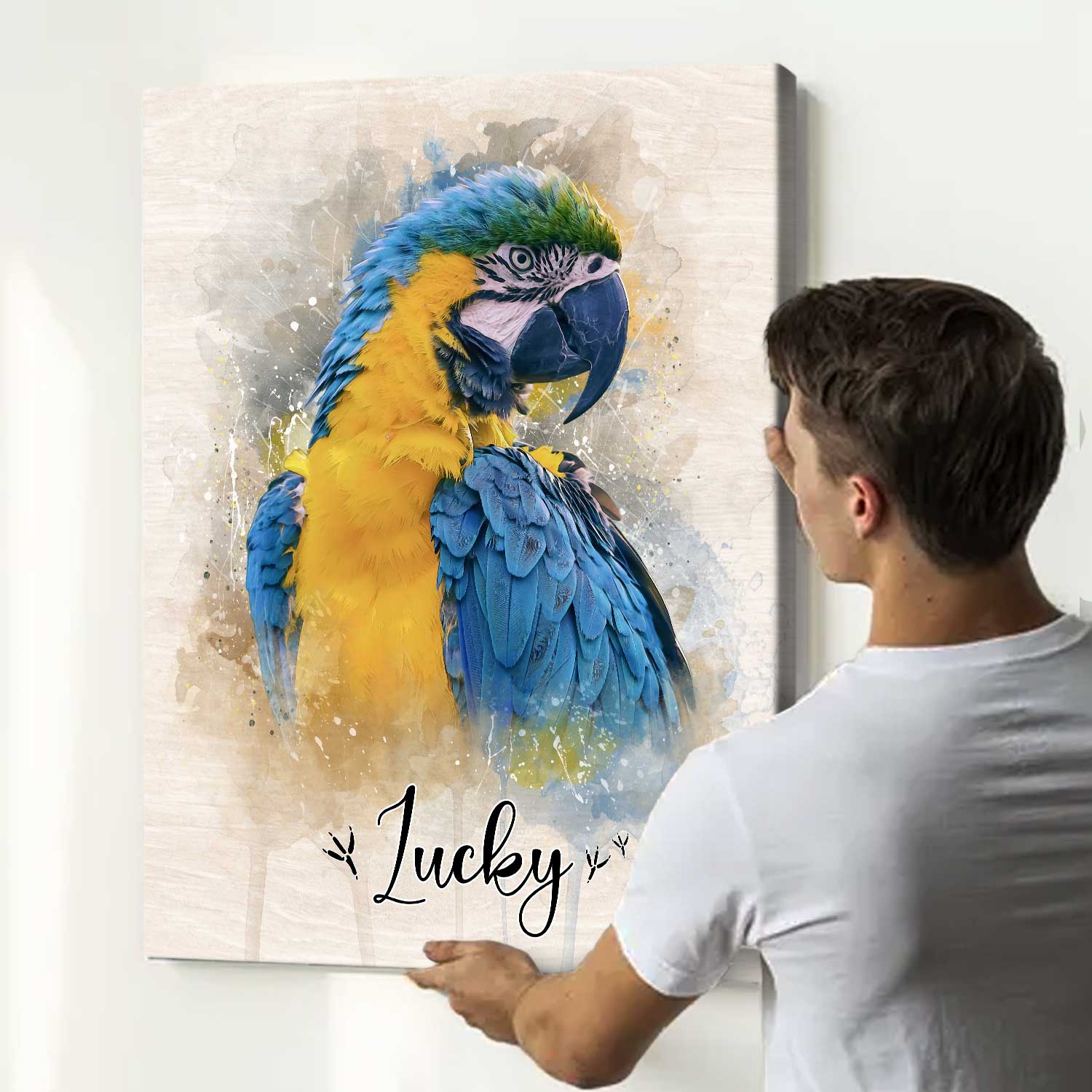 Personalized Parrot Portrait Canvas From Photo - Custom Parakeets Portrait Print With Name, Bird Lover Gift, Bird Owner Gift, Parrot Wall Art 2 Personalized Parrot Portrait Canvas From Photo - Custom Parakeets Portrait Print With Name, Bird Lover Gift, Bird Owner Gift, Parrot Wall Art