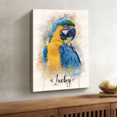 Personalized Parrot Portrait Canvas From Photo - Custom Parakeets Portrait Print With Name, Bird Lover Gift, Bird Owner Gift, Parrot Wall Art 12 Personalized Parrot Portrait Canvas From Photo - Custom Parakeets Portrait Print With Name, Bird Lover Gift, Bird Owner Gift, Parrot Wall Art