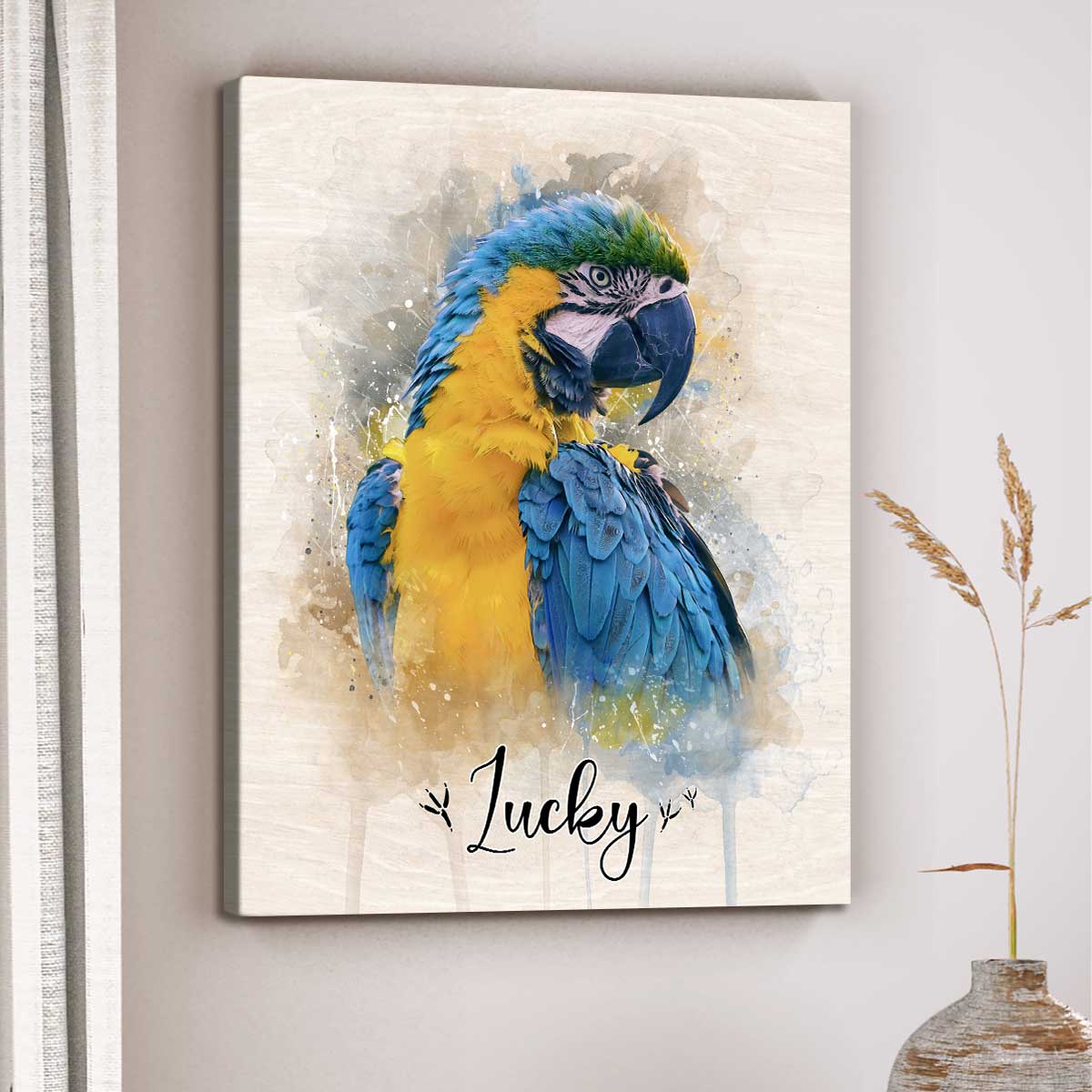 Personalized Parrot Portrait Canvas From Photo - Custom Parakeets Portrait Print With Name, Bird Lover Gift, Bird Owner Gift, Parrot Wall Art 8 Personalized Parrot Portrait Canvas From Photo - Custom Parakeets Portrait Print With Name, Bird Lover Gift, Bird Owner Gift, Parrot Wall Art