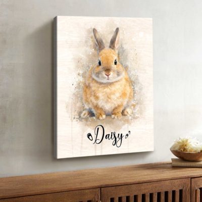 Benicee Shop 214 Personalized Bunny Portrait from Photo – Custom Rabbit Pet Canvas, Rabbit Owner Gifts, Pet Loss Gift