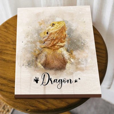 Personalized Bearded Dragon Portrait Canvas - Custom Lizard Name Wall Art, Lizard Owner Memorial Gift, Reptile Lover Gift