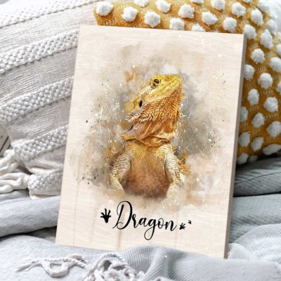 Personalized Bearded Dragon Portrait Canvas - Custom Lizard Name Wall Art, Lizard Owner Memorial Gift, Reptile Lover Gift