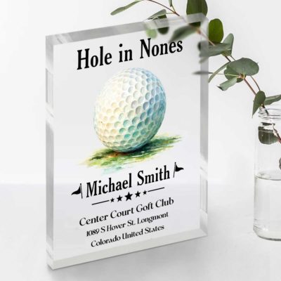 Benicee Shop 208 Personalized Golf Trophy Plaque - Custom Golf Award Gift, Hole In One Keepsake for Golfer, Golf Club Trophy Gift