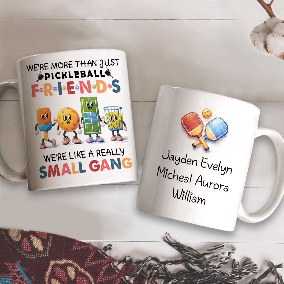 Personalized Pickleball Friends Mug - Custom Name Pickleball Team Gift, Funny Pickleball Mug, Pickleball Lover Gift, Pickleball Fan Gift