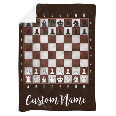 Personalized Chess Blanket - Custom Name Chess Player Gift, Chess Lover Fleece Blanket, Gift for Chess Enthusiast