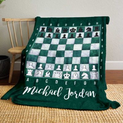 Benicee Shop 202 Personalized Chess Blanket - Custom Name Chess Player Gift, Chess Lover Fleece Blanket, Gift for Chess Enthusiast