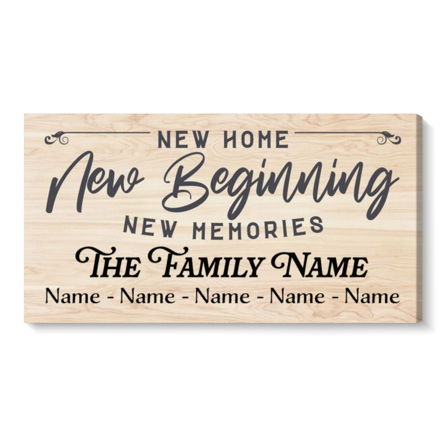 New Home New Beginning New Memories Sign, Personalized Family ...