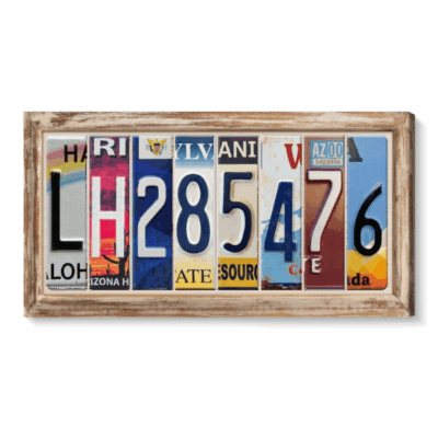 Custom License Plate Letter Sign, Couple Initials License Plate Canvas, Shelf Desk Decor