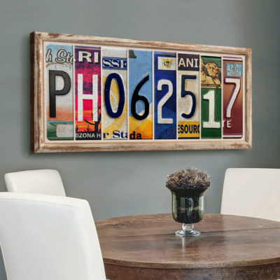 Custom License Plate Letter Sign, Couple Initials License Plate Canvas, Shelf Desk Decor