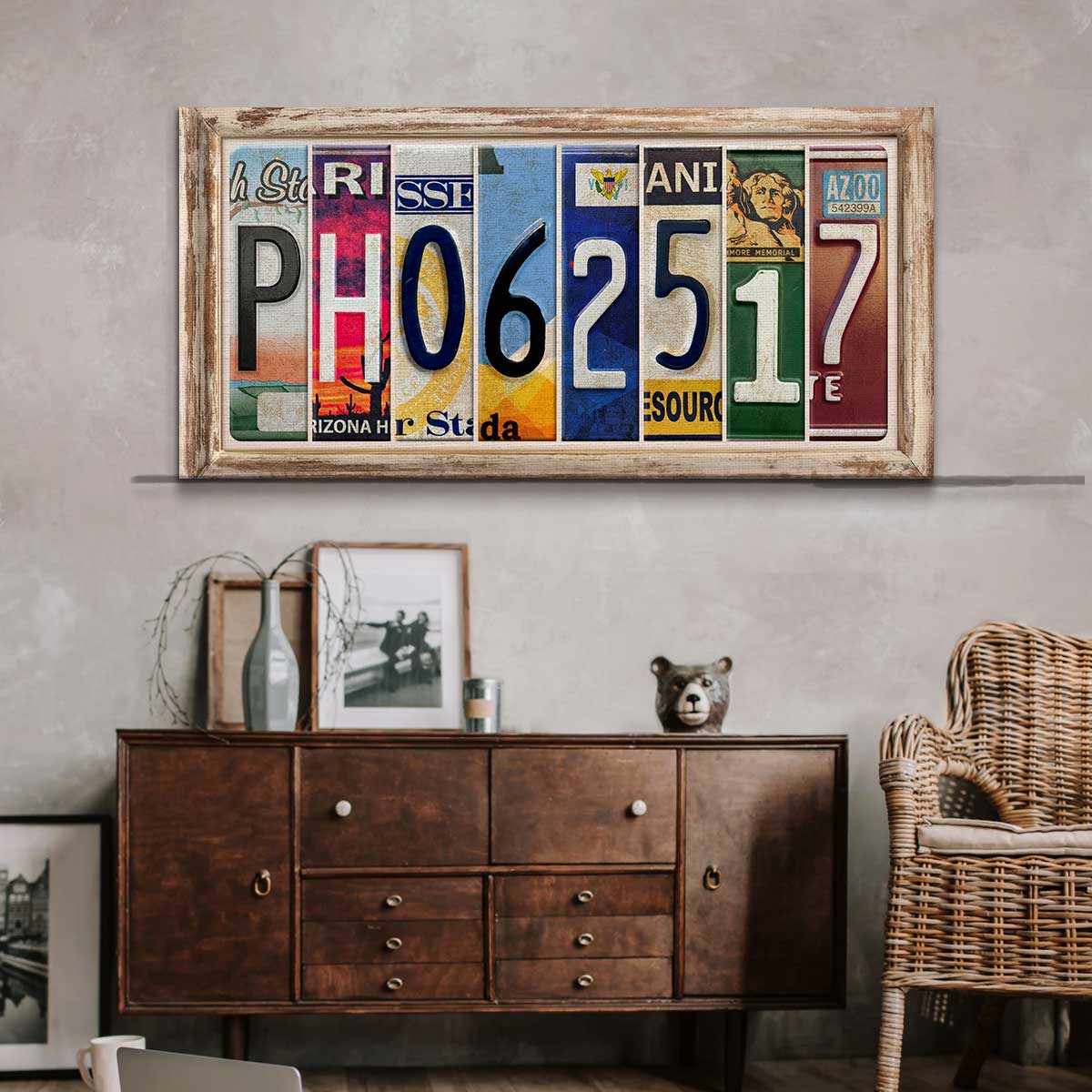 Custom License Plate Letter Sign, Couple Initials License Plate Canvas, Shelf Desk Decor