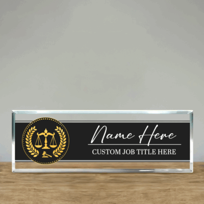 Custom Attorney Office Desk Name Plate - Clear JD Judge Nameplate, Lawyer Appreciation Gift, Juris Doctor Judge Law School Graduation Gifts