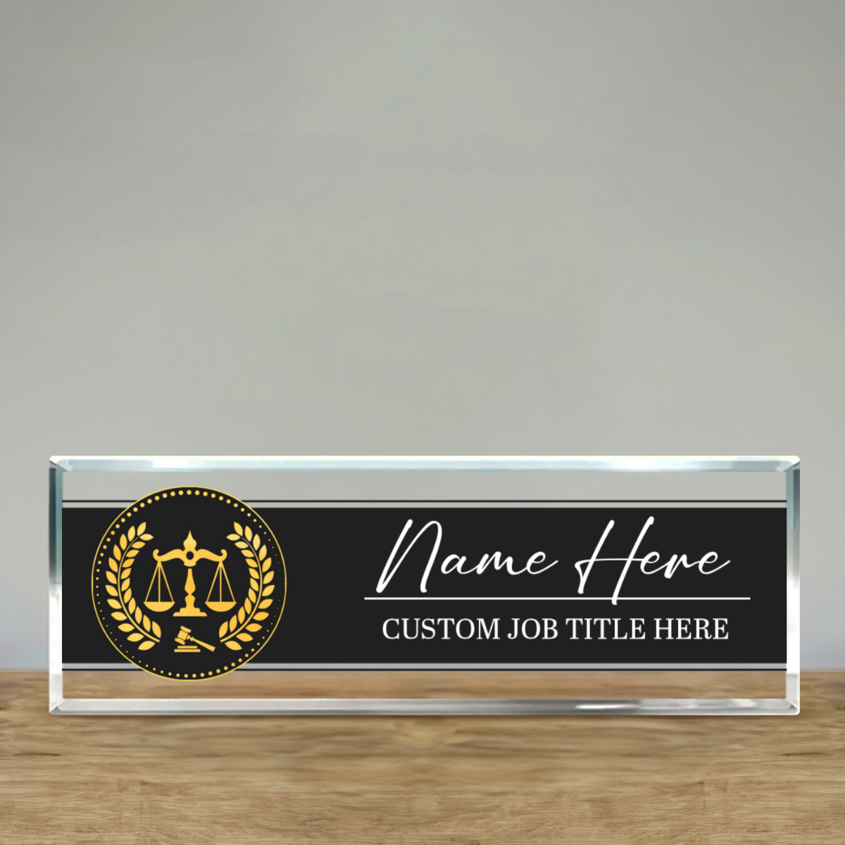 Custom Attorney Office Desk Name Plate - Clear JD Judge Nameplate ...