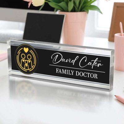 Personalized Family Doctor Desk Name Plate – Custom Acrylic Office Name Sign, Gift for Family Physician, Medical Office Gift