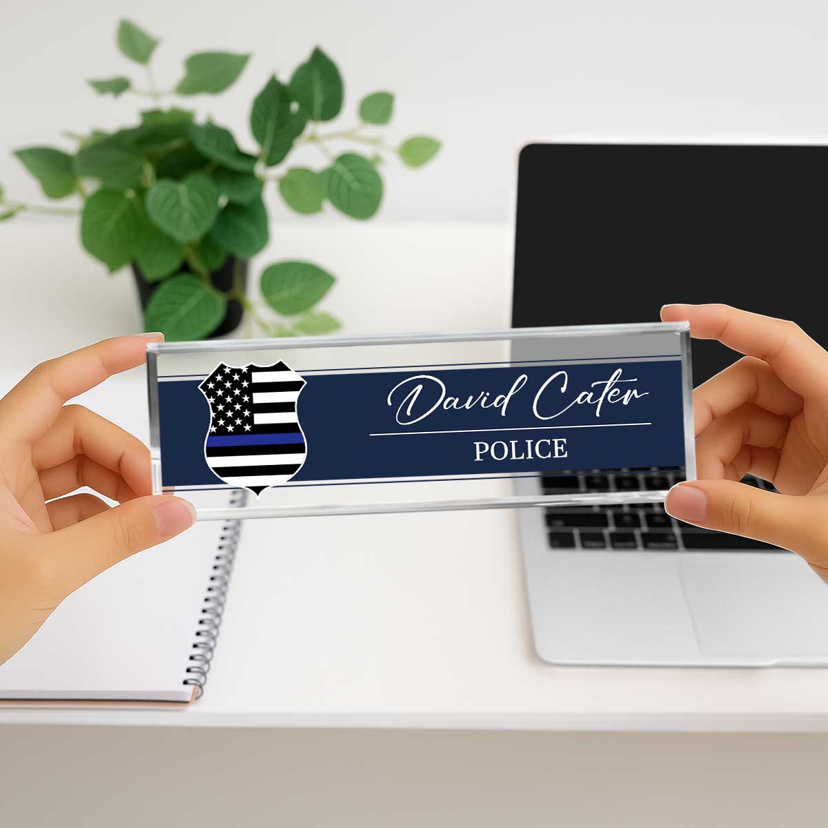Personalized Police Desk Name Plate - Custom Police Officer Name Sign, Thin Blue Line Acrylic Desk Plaque, Law Enforcement Gift 1 Personalized Police Desk Name Plate - Custom Police Officer Name Sign, Thin Blue Line Acrylic Desk Plaque, Law Enforcement Gift