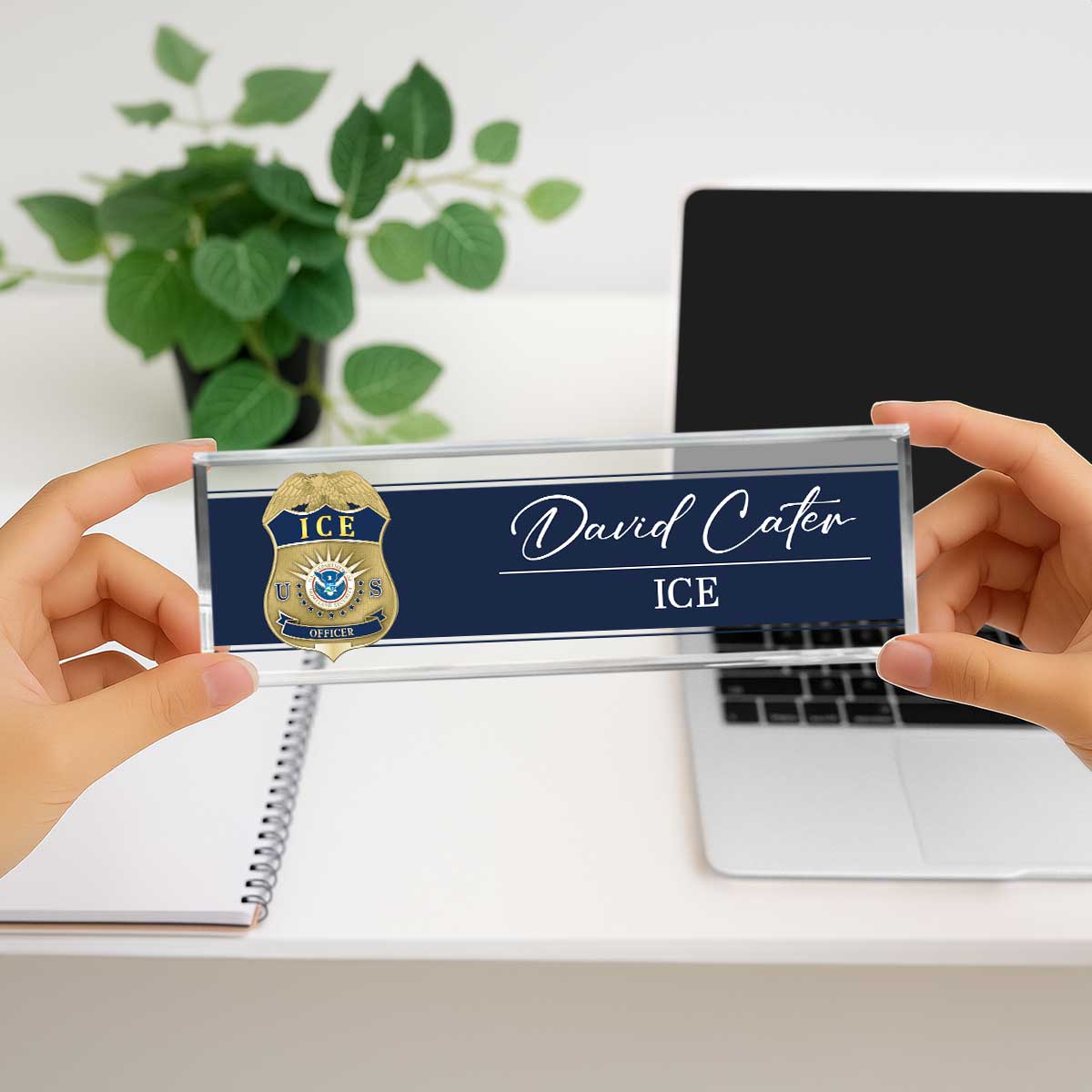 Personalized ICE Officer Desk Name Plate - Custom Immigration Officer Name Sign, Law Enforcement Acrylic Desk Plaque Gift 1 Personalized ICE Officer Desk Name Plate - Custom Immigration Officer Name Sign, Law Enforcement Acrylic Desk Plaque Gift