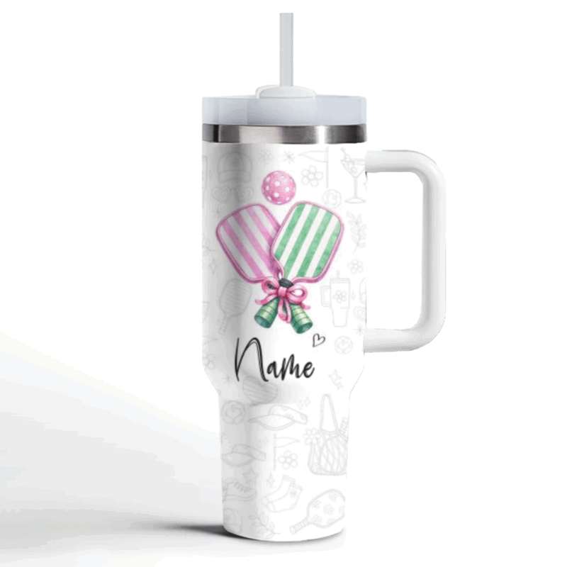 Custom Pickleball Tumbler with Name – Personalized Pickleball Travel Mug, Pickleball Player Gift for Women, Sports Lover Cup