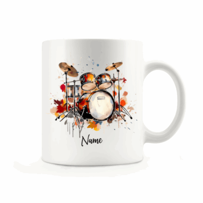 Personalized Drummer Mug - Custom Drum Set Coffee Mug, Drummer Name Gift, Musician Gift