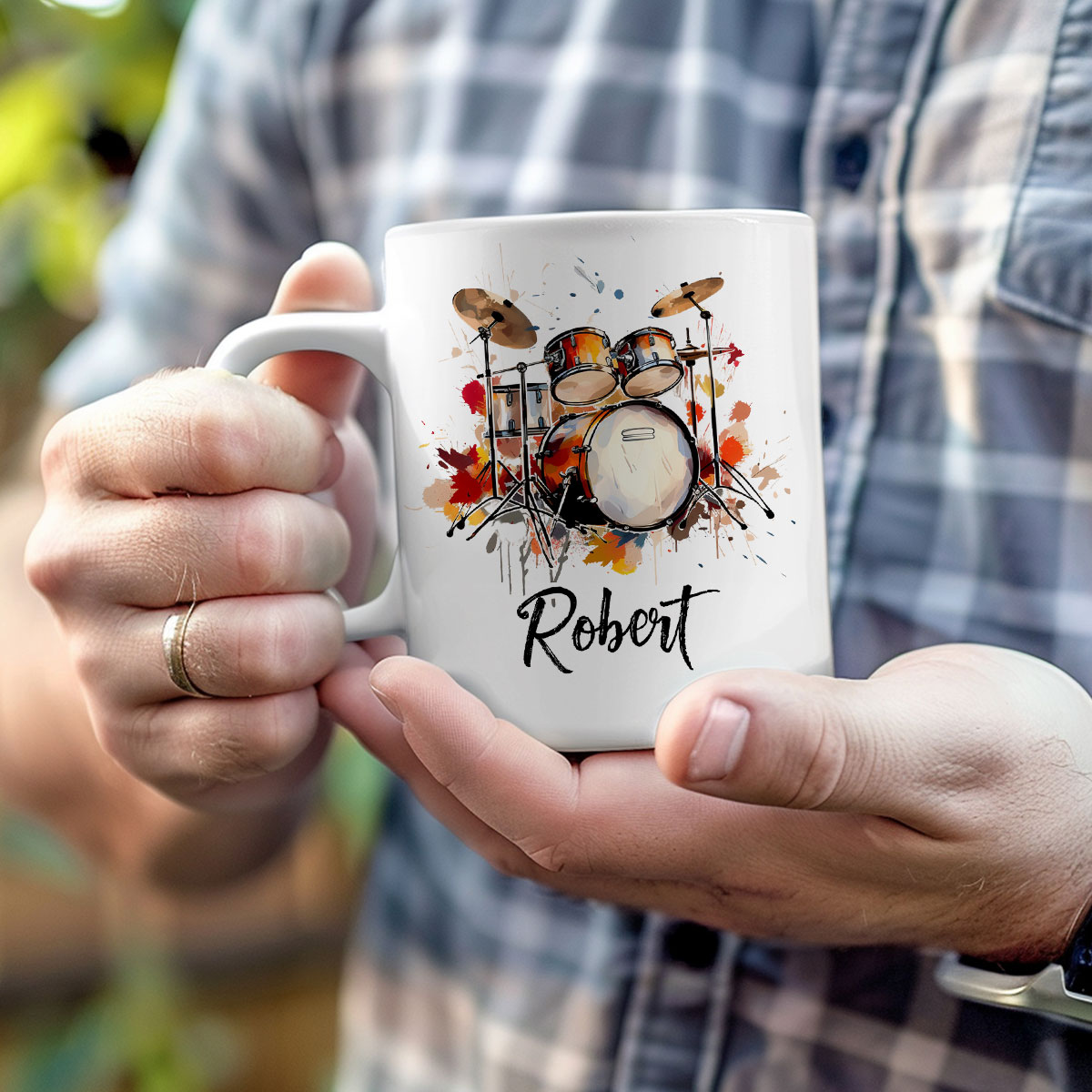 Personalized Drummer Mug - Custom Drum Set Coffee Mug, Drummer Name Gift, Musician Gift 1 Personalized Drummer Mug - Custom Drum Set Coffee Mug, Drummer Name Gift, Musician Gift