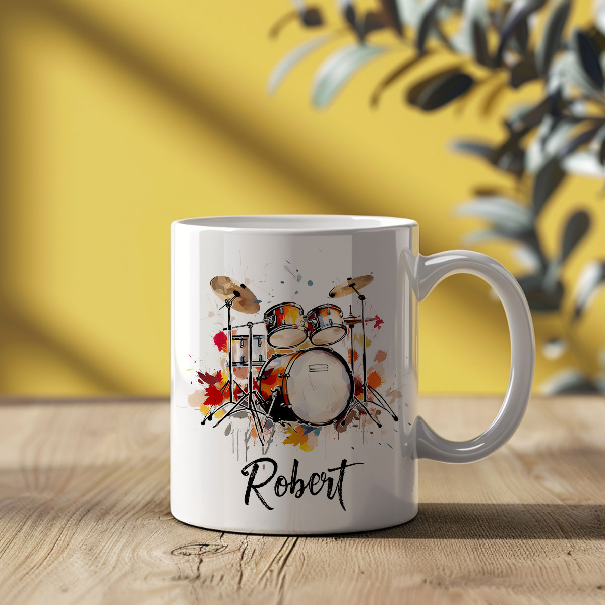Personalized Drummer Mug - Custom Drum Set Coffee Mug, Drummer Name Gift, Musician Gift