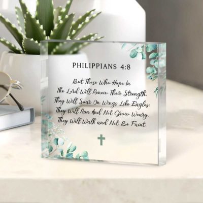 Custom Bible Verse Acrylic Plaque, Christian Keepsake Gifts, Religious Gifts For Her, Bible Acrylic Table Decor