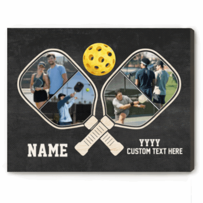 Personalized Pickleball Photo Collage Canvas – Custom Pickleball Player Gift, Team Keepsake for Pickleball Lovers and Teammates