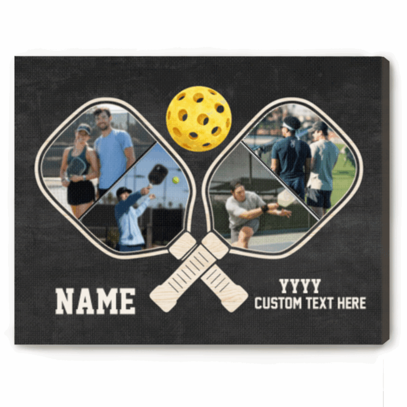 Personalized Pickleball Photo Collage Canvas – Custom Pickleball Player Gift, Team Keepsake for Pickleball Lovers and Teammates