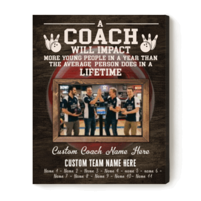 Personalized Bowling Coach Canvas - Custom Team Photo Gift for Coach, Bowling Team Wall Art, Bowling Coach Gifts