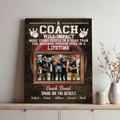 Personalized Bowling Coach Canvas - Custom Team Photo Gift for Coach, Bowling Team Wall Art, Bowling Coach Gifts