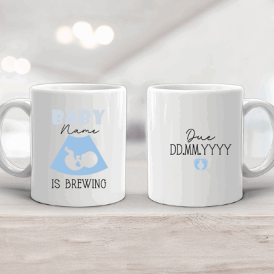Personalized Expecting Mom Mug - Mothers Day Gift for Mom To Be, Custom Baby Name Year Keepsake, Baby is Brewing Pregnancy Announcement Mug