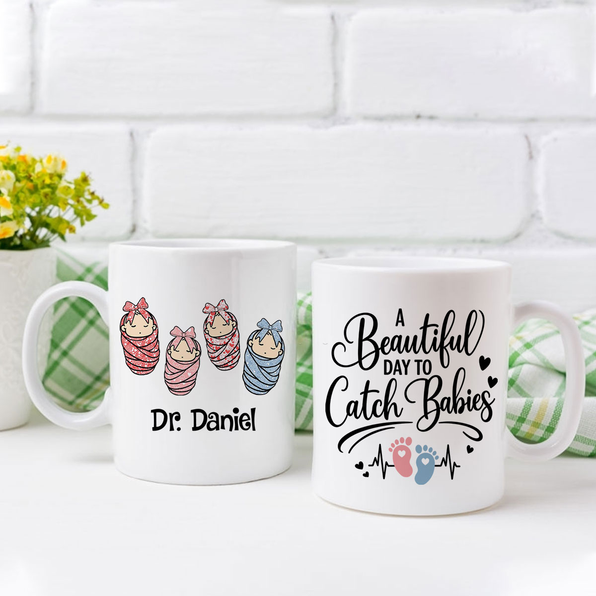 Personalized Labor and Delivery Nurse Mug - Nurse Appreciation Gift, Custom Nurse Name Keepsake, It's A Beautiful Day to Catch Babies Mug