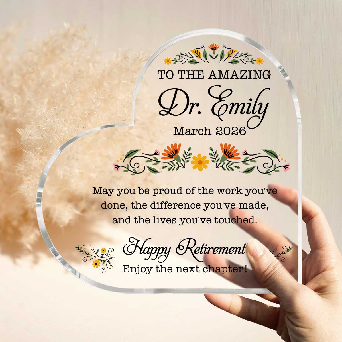 Personalized Doctor Retirement Heart Plaque - Appreciation Doctor Gift, Custom Doctor Name Keepsake, Coworker Retirement Gift For Doctor