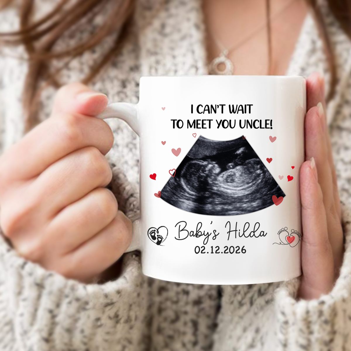 Personalized Ultrasound Photo Mug – I Can’t Wait To Meet You Uncle Mug, Pregnancy Reveal Gift, Uncle To Be Announcement Gift from Baby