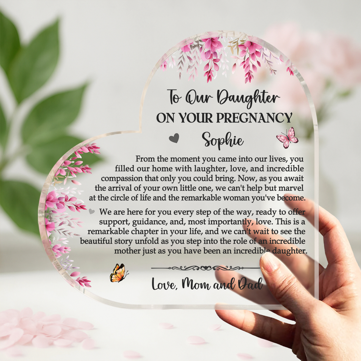 Personalized Mother's Day Gift for Pregnancy Daughter – To Our Daughter on Your Pregnancy Plaque, Gift for Expecting Daughter from Mom & Dad