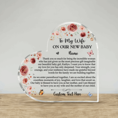 Personalized Acrylic Plaque for Wife on New Baby – First Mother’s Day Gift from Husband, Pregnancy Gift for Wife, Mom To Be Keepsake