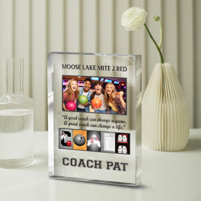 Personalized Bowling Coach Acrylic Plaque - Custom Photo Bowling Team Gift, Bowling Coach Thank You Gift, End of Season Coach Appreciation