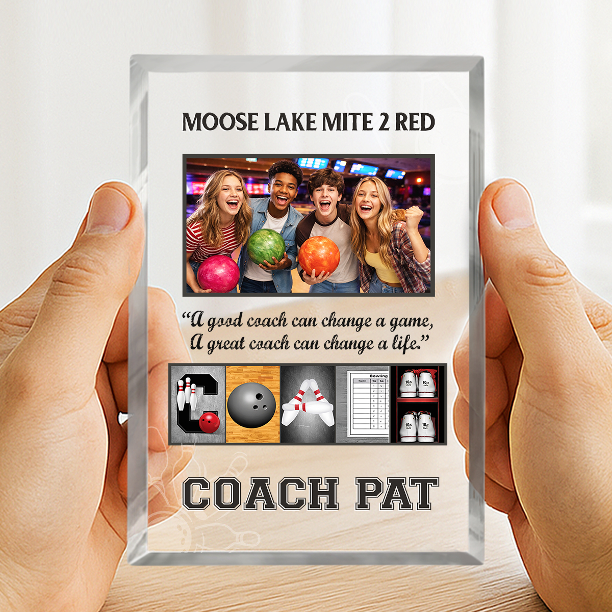Personalized Bowling Coach Acrylic Plaque - Custom Photo Bowling Team Gift, Bowling Coach Thank You Gift, End of Season Coach Appreciation