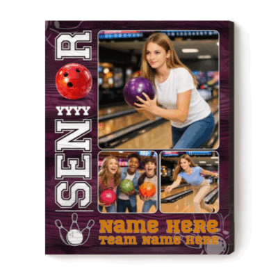 Personalized Bowling Senior Photo Canvas - Custom Bowling Team Gift, Senior Bowling Gifts 2026, End of Season Bowling Player Gift
