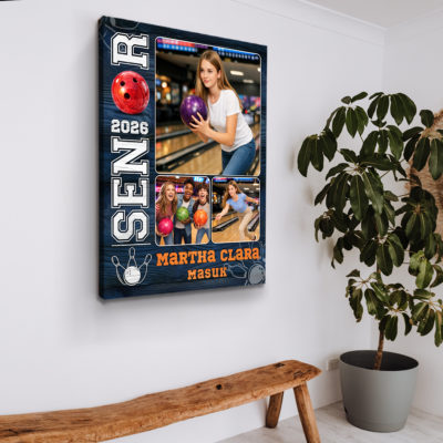 Personalized Bowling Senior Photo Canvas - Custom Bowling Team Gift, Senior Bowling Gifts 2026, End of Season Bowling Player Gift