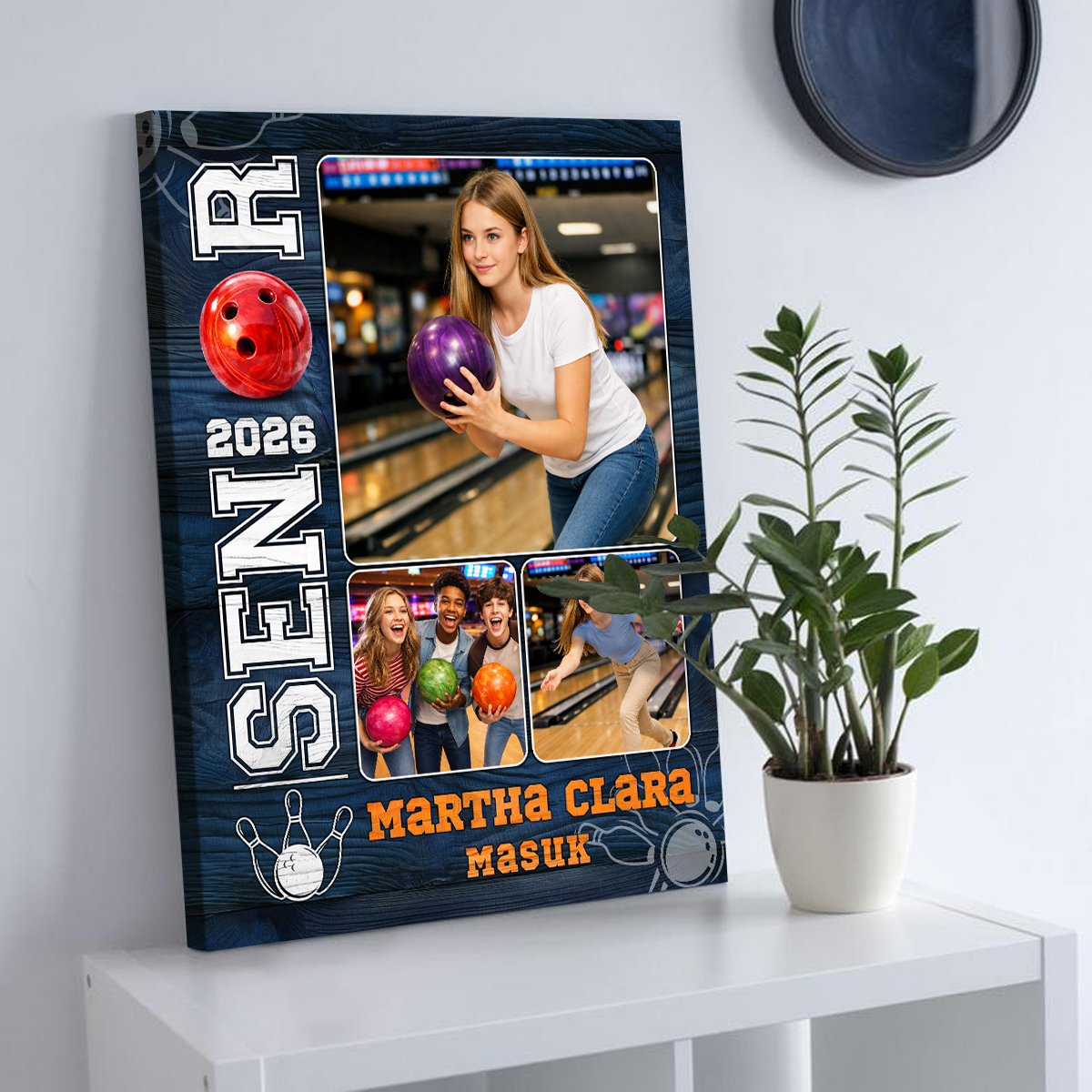 Personalized Bowling Senior Photo Canvas - Custom Bowling Team Gift, Senior Bowling Gifts 2026, End of Season Bowling Player Gift