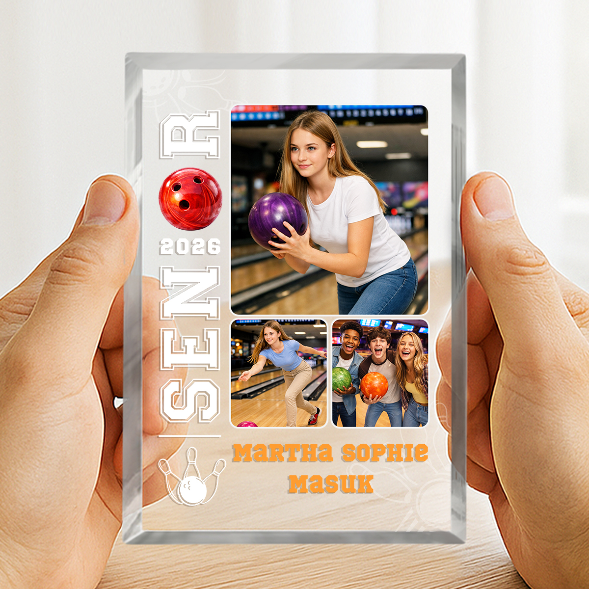 Personalized Bowling Senior Photo Plaque - Custom Bowling Gift for Senior 2026, Bowling Team Senior Night Gift