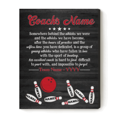Personalized Bowling Coach Gift - Custom Bowling Team Canvas with Player Names, Thank You Bowling Coach Gift, Bowling Coach Gift from Team