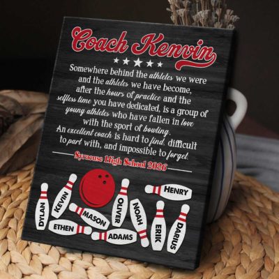 Personalized Bowling Coach Gift - Custom Bowling Team Canvas with Player Names, Thank You Bowling Coach Gift, Bowling Coach Gift from Team