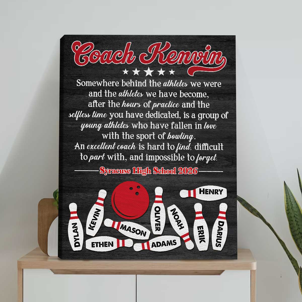 Personalized Bowling Coach Gift - Custom Bowling Team Canvas with Player Names, Thank You Bowling Coach Gift, Bowling Coach Gift from Team