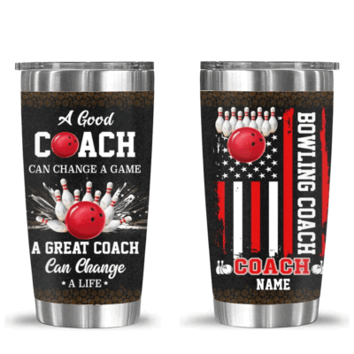 Custom Bowling Coach Tumbler with Name – Thank You Coach Gift from Bowling Team, Personalized Bowling Coach Gifts, Bowling Tumbler Gift