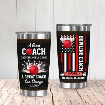 Custom Bowling Coach Tumbler with Name – Thank You Coach Gift from Bowling Team, Personalized Bowling Coach Gifts, Bowling Tumbler Gift
