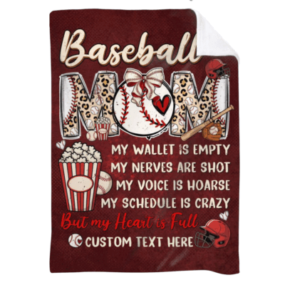 Personalized Baseball Mom Blanket - Custom Baseball Mom Gift, Mother's Day Gift for Baseball Mom, Baseball Mom Quote Blanket