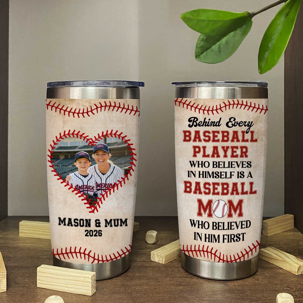Personalized Baseball Mom Tumbler with Photo - Custom Baseball Mom Gift, Baseball Mom Travel Mug, Baseball Mom Mothers Day Gifts