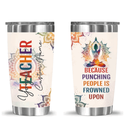 Personalized Yoga Tumbler - Yoga Teacher Tumbler With Name, Funny Yoga Instructor Gifts, Yoga Teacher Gift, Yoga Gifts